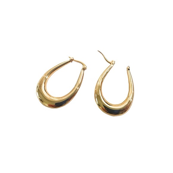 Gold hoop earrings 18k gold plated 925 sterling silver - Picture 2 of 3